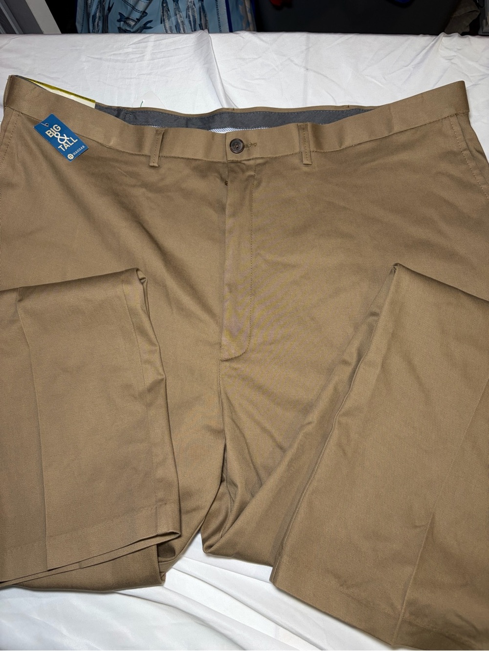 Haggar Premium No Iron Khaki  Pants Classic Fit Straight Flat Front 44W NWT